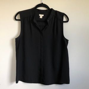 J. Crew Black Silk Button Down Top